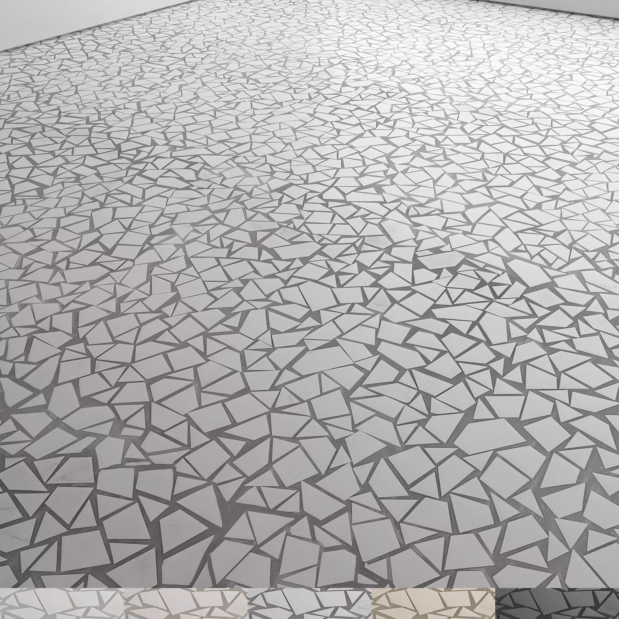 Floor Small Mosaic Crackle White 06 Texture