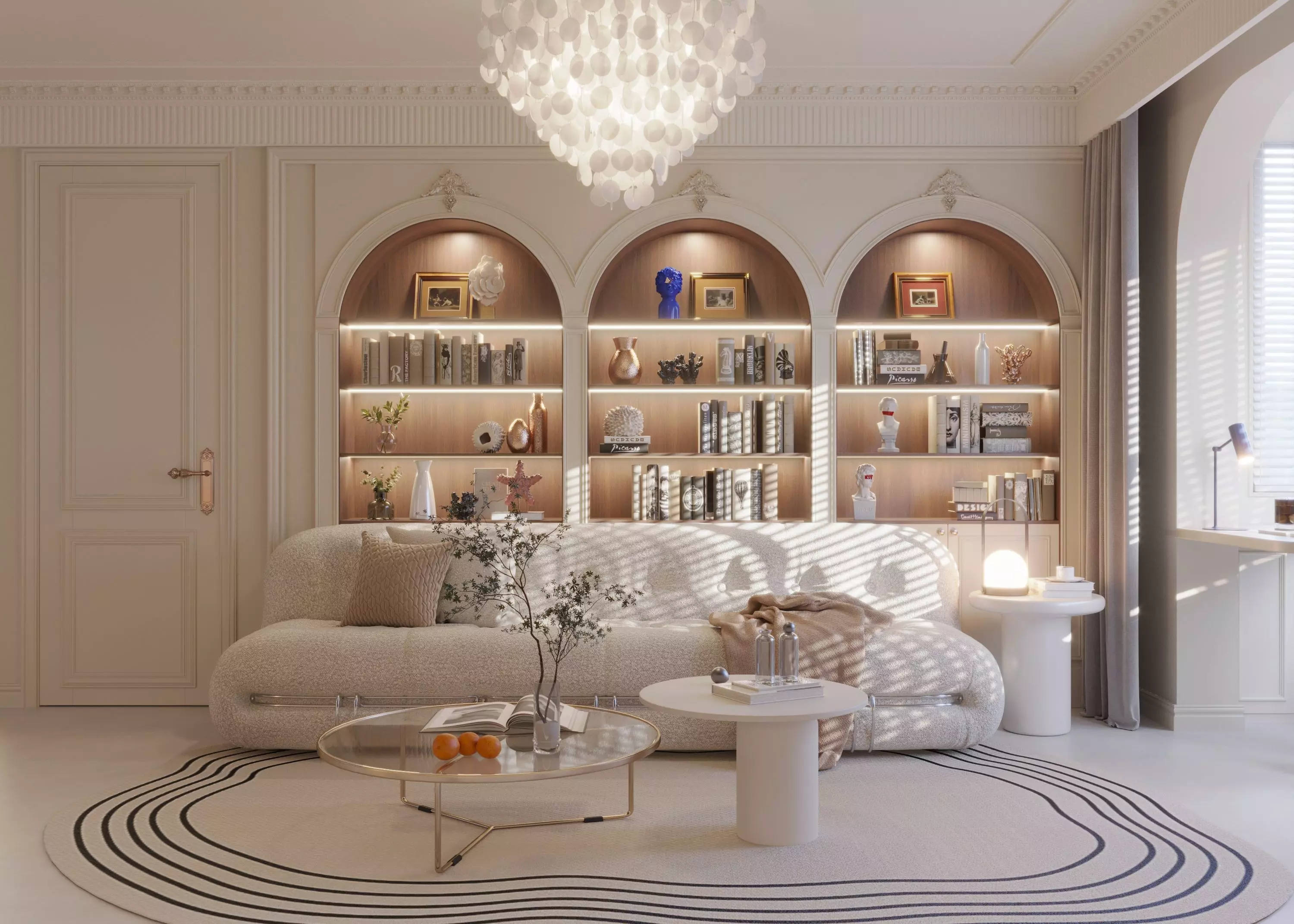 French style living room and kitchen 3D model