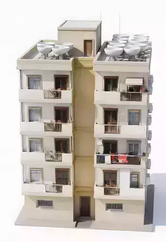 Mediterranean Residential Apartment Block 3D Model