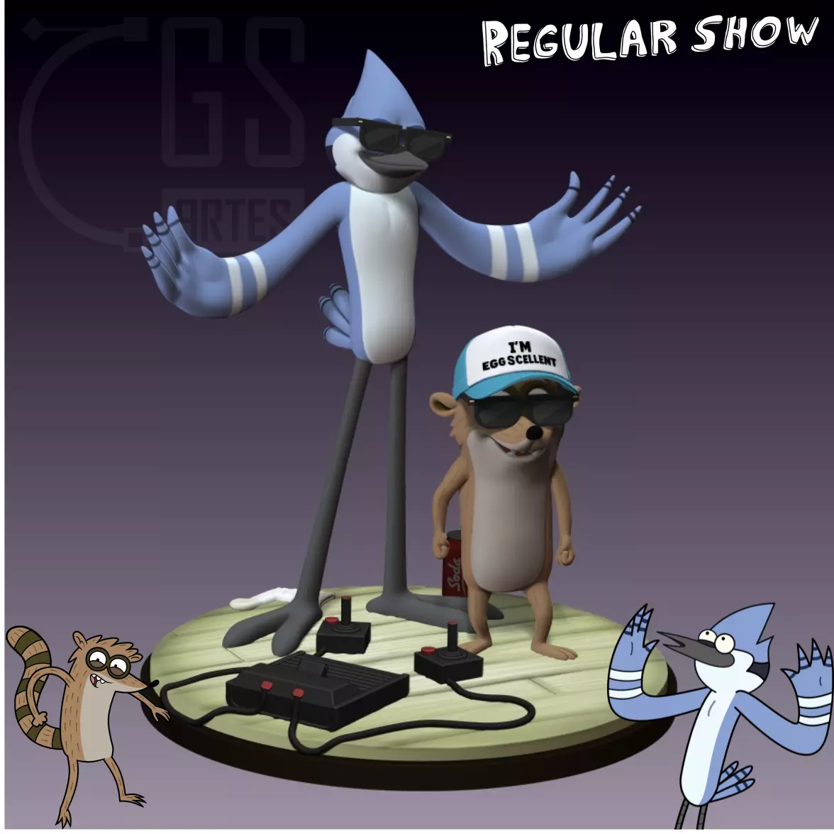 Mordecai and Rigby Regular Show 3D Collectible Statue 3D print model