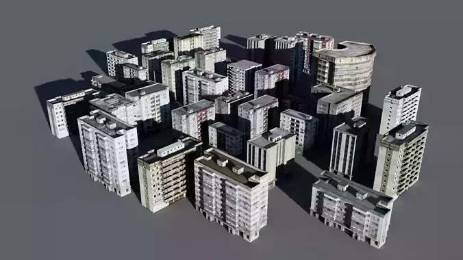 Photo Based Generic Ukraine buildings Low-poly 3D model