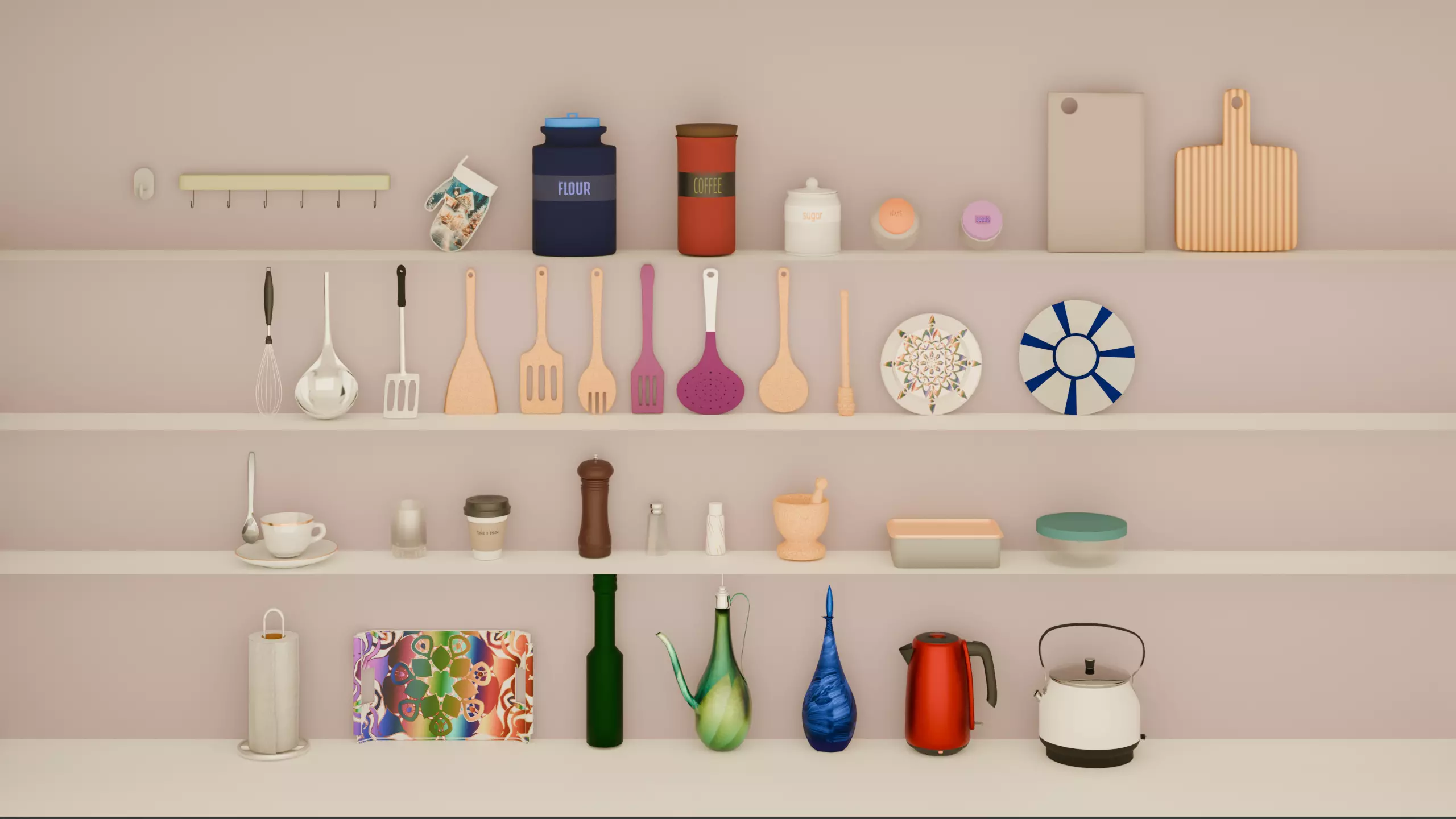 Low-Poly Kitchen Props Set Low-poly 3D model