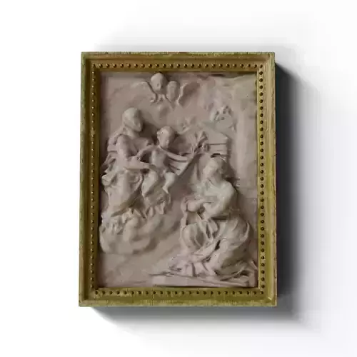 Marble Bas Relief Wall Panel Ornate Frame Low-poly 3D model