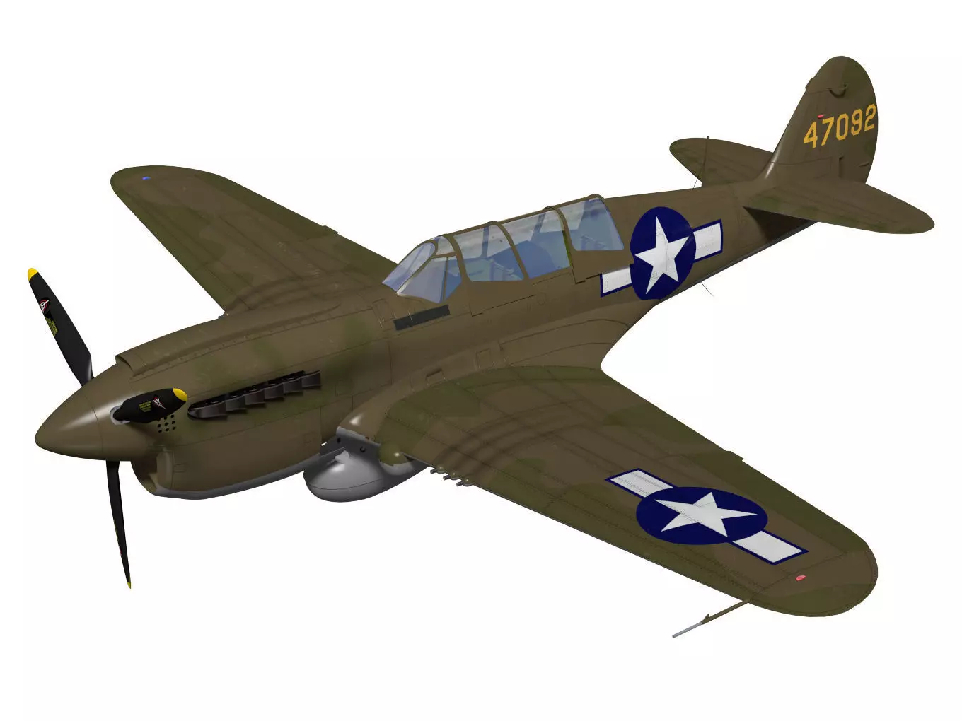 Curtiss TP-40N Warhawk 3D model