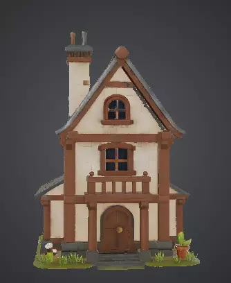 Cabana medieval Low-poly 3D model