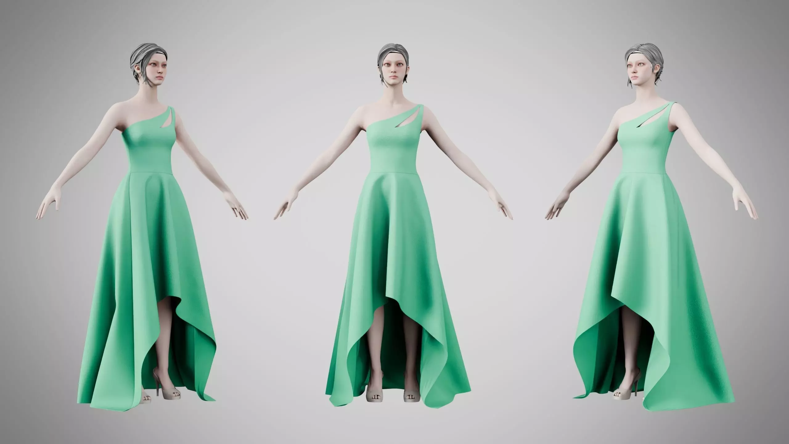 Dress 28 Medium Aquamarine Low-poly 3D model