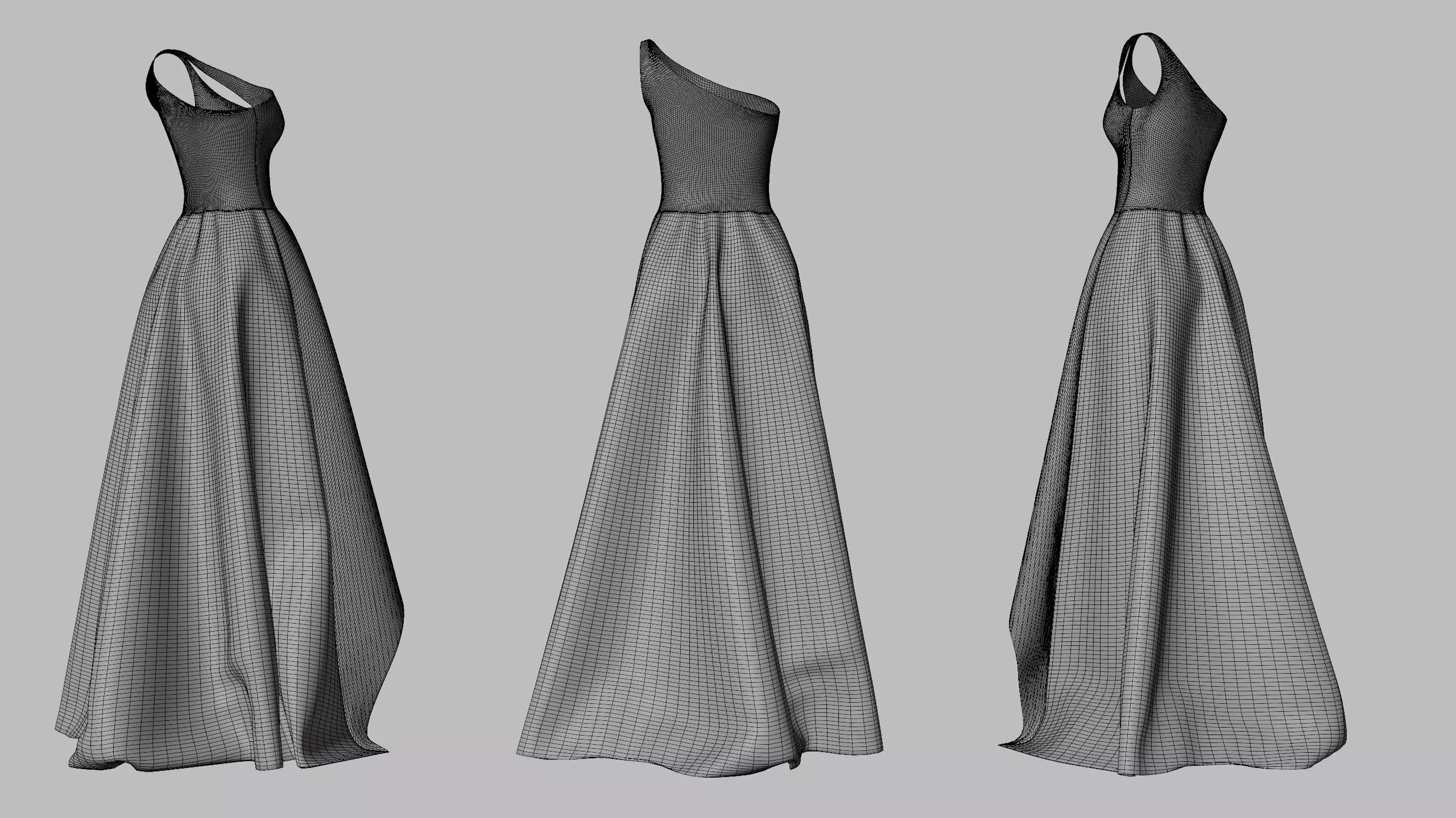 Dress 28 Sky Blue Low-poly 3D model