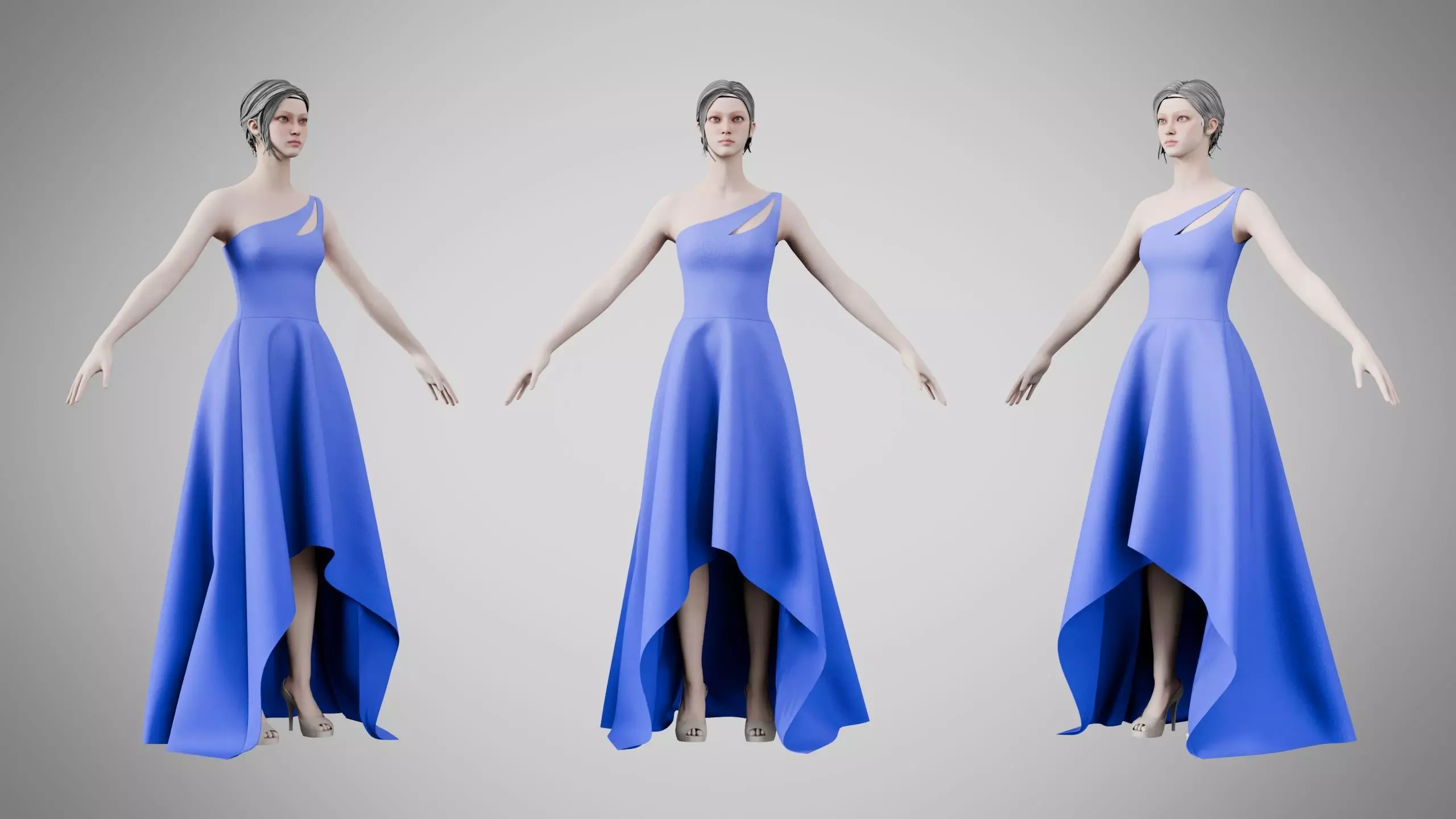 Dress 28 Very Light Blue Low-poly 3D model