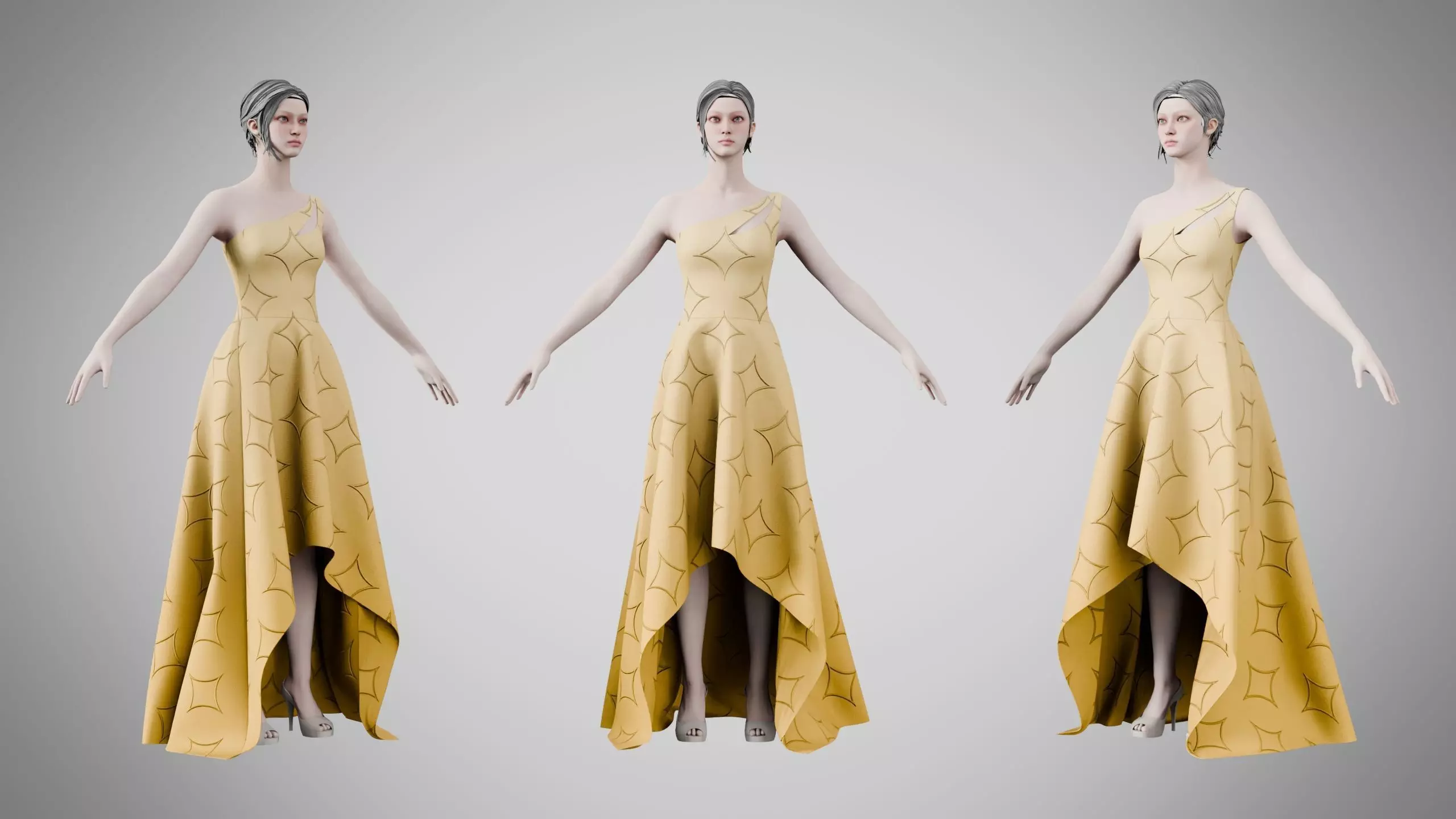 Dress 28 Caramel With Design Low-poly 3D model