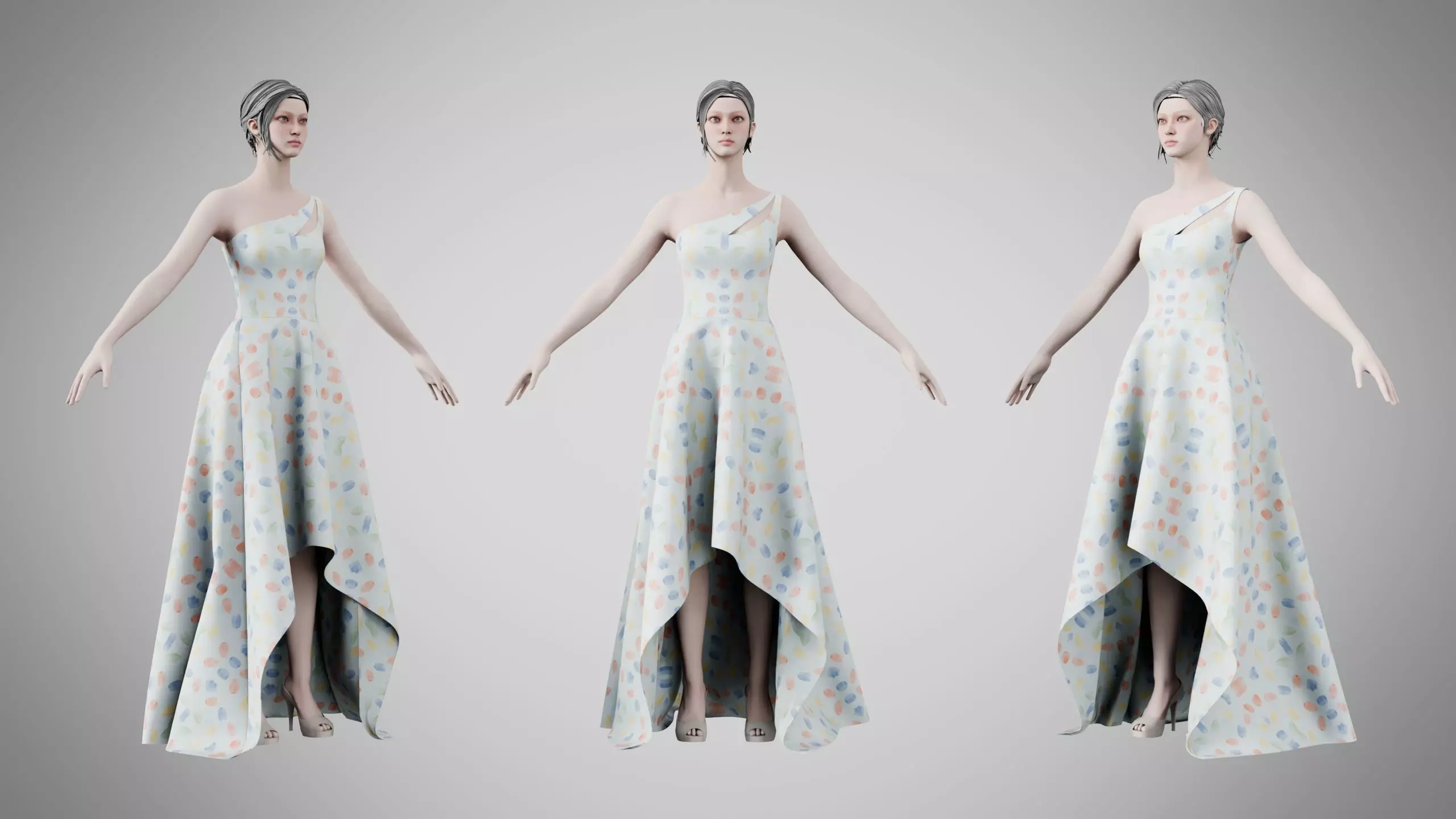 Dress 28 Aqua Meadow Mosaic Low-poly 3D model