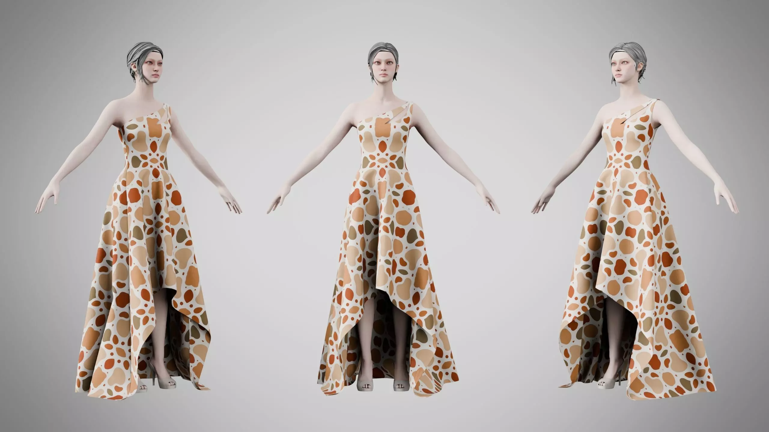 Dress 28 Terracotta Pebble Pattern Low-poly 3D model