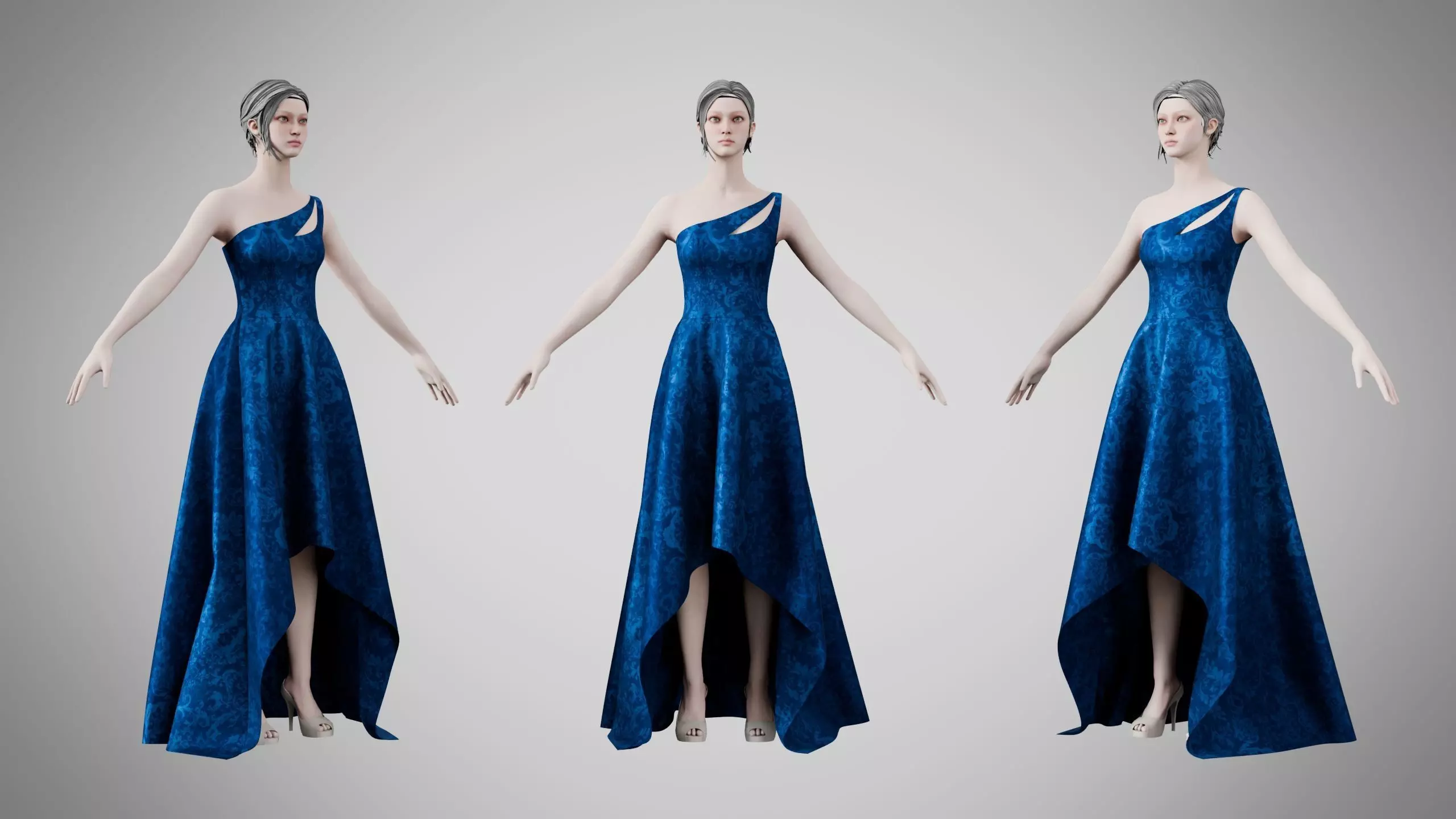 Dress 28 Sapphire Mist Velvet Low-poly 3D model
