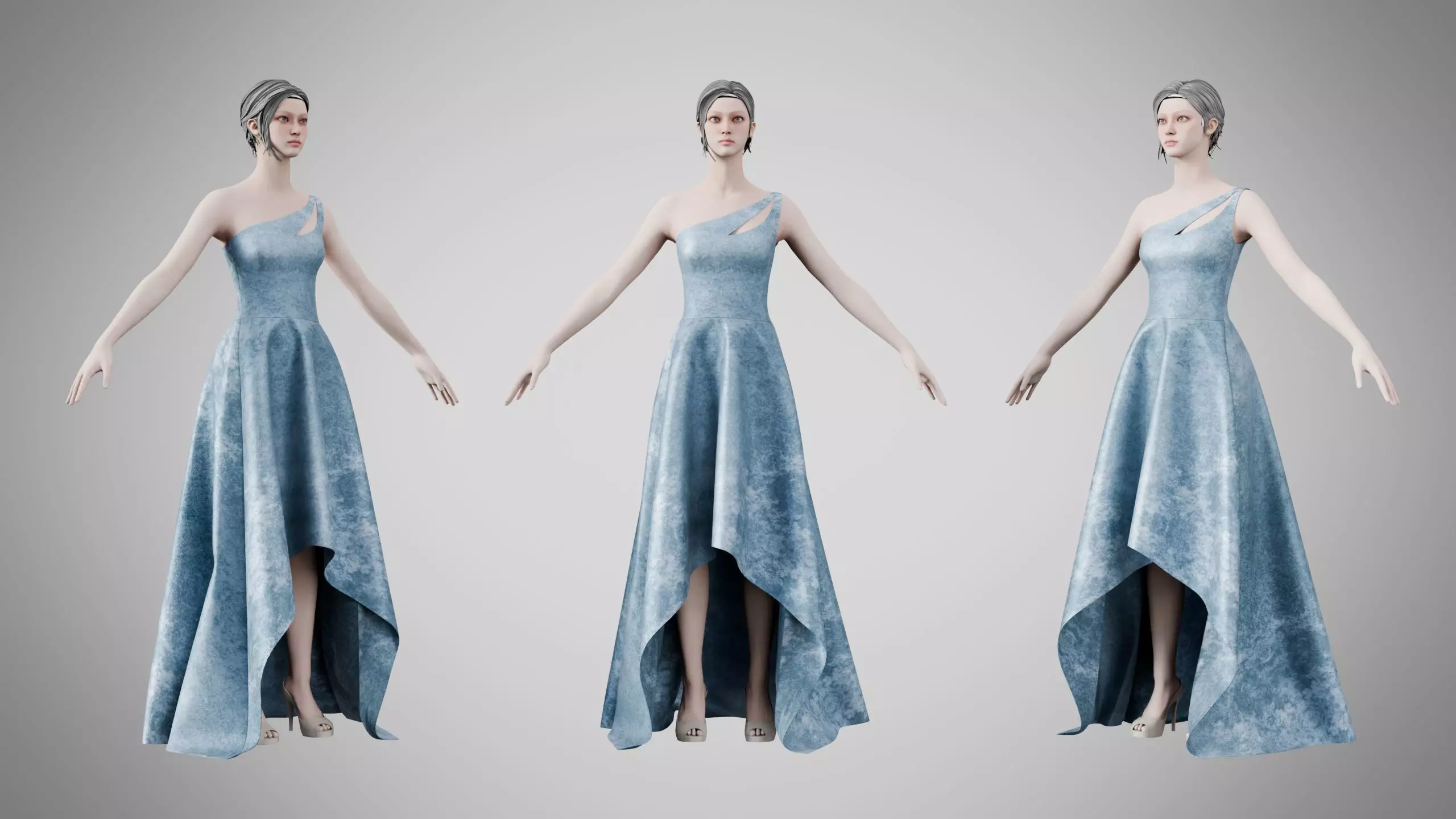 Dress 28 Velvet Frost v2 Low-poly 3D model