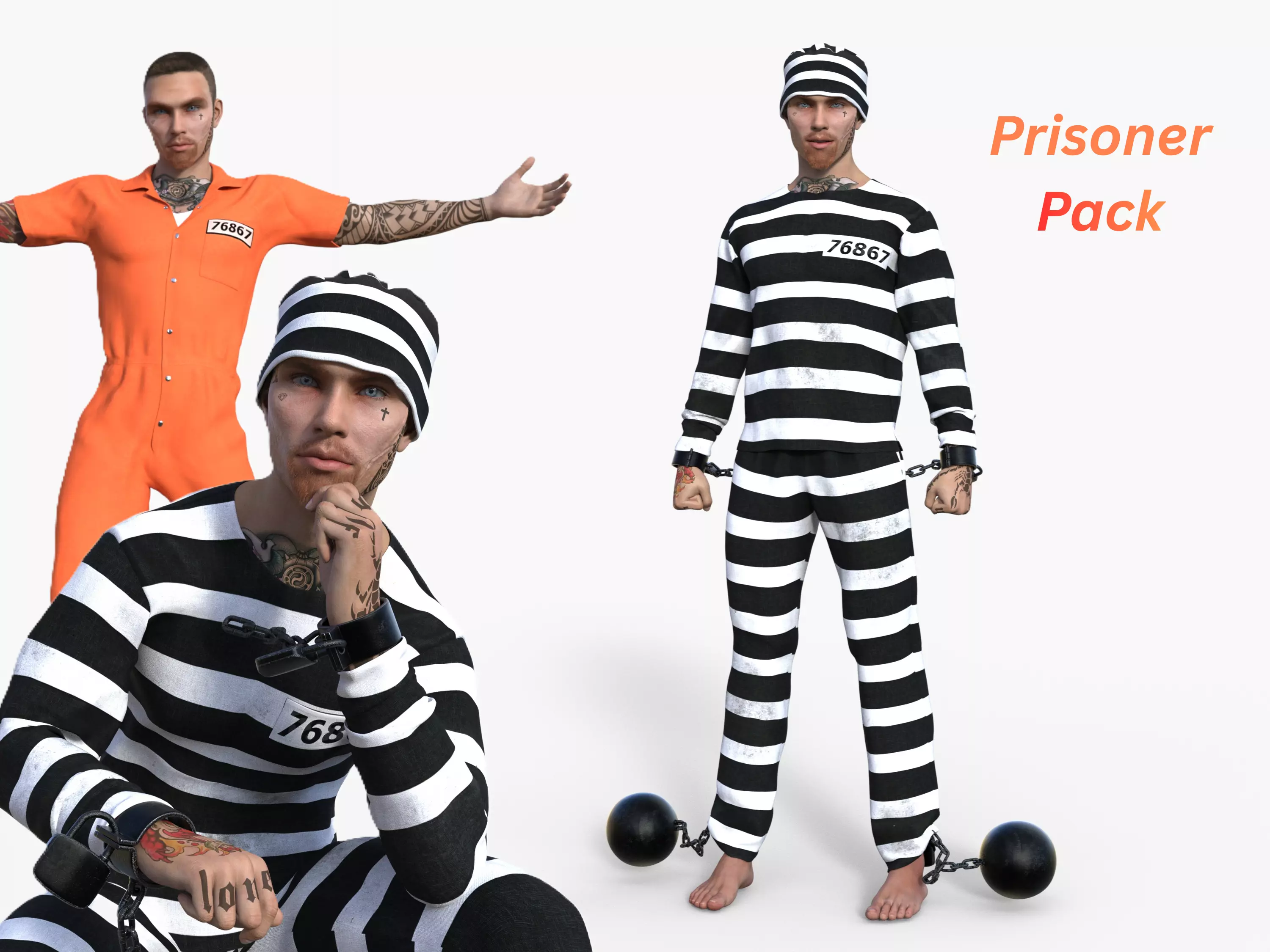 Prisoner Rigged Low-poly 3D model