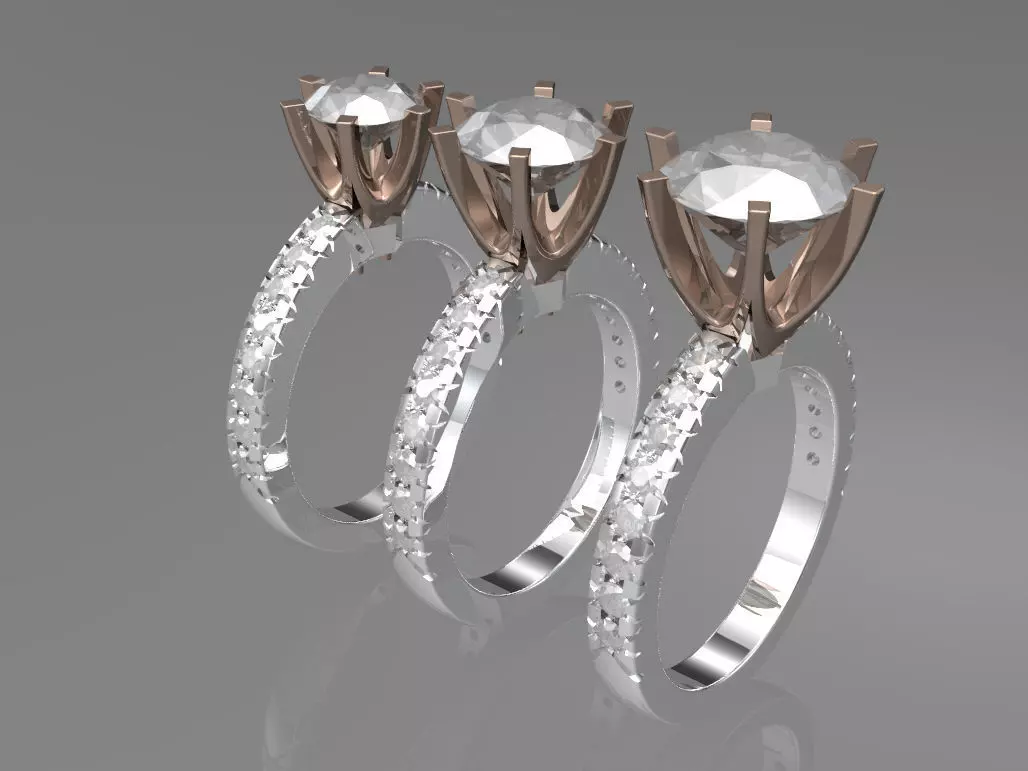 Engagement ring 1CT-2CT-3CT 3D print model