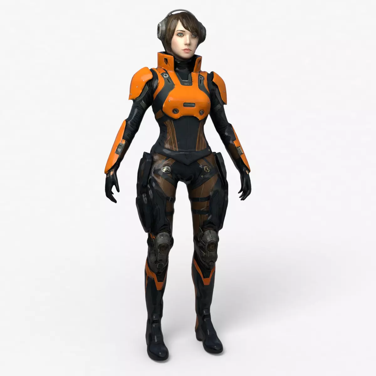 Futuristic Combat Girl Low-poly 3D model