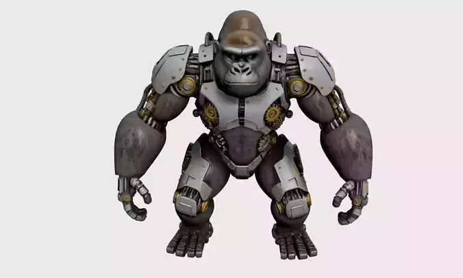 Mechanical Gorilla 3D Model  Sci-Fi Robotic Creature