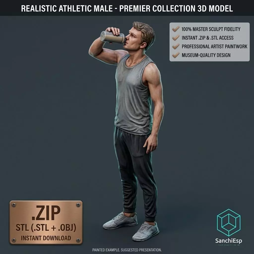 Realistic Athletic Male 3D Print Model Ultra High Poly 3D print model