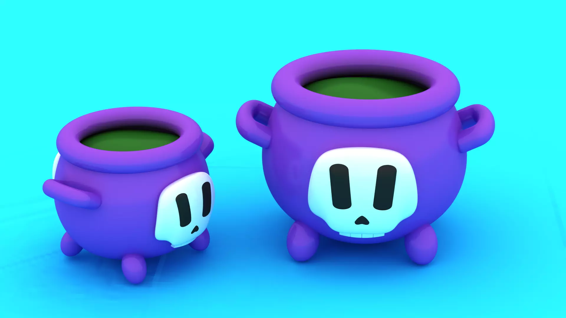 Spooky Pot Buddy Cute Cartoon Cauldron Model 3D print model