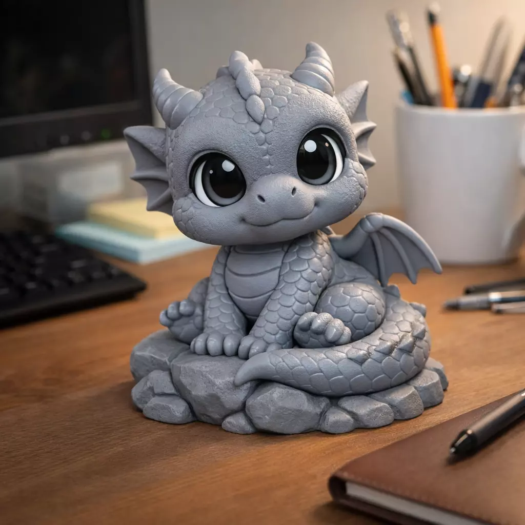 Cute Baby Dragon Figurine 3D print model