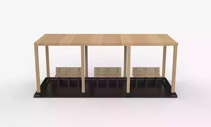Wooden pergola 5 3D model