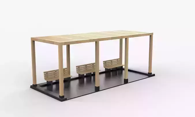 Wooden pergola 5 3D model 6