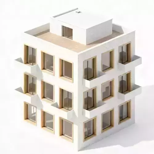 Modern Minimalist White Brick Apartment 3D Model