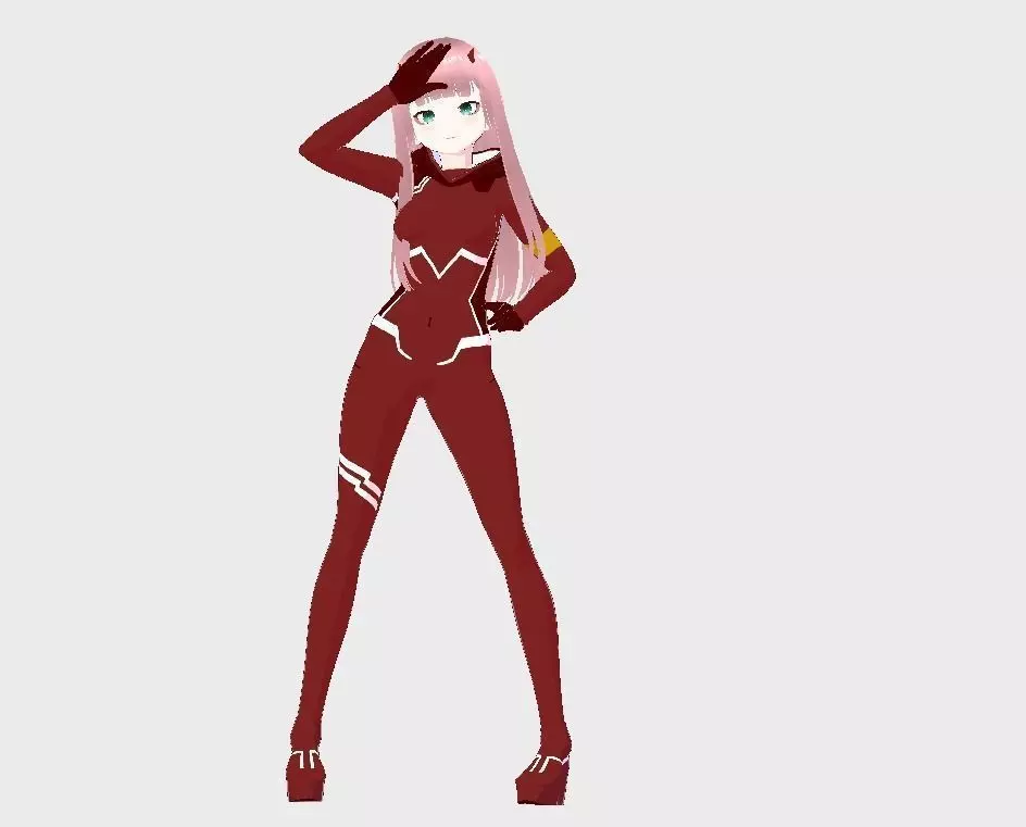 Vroid 3D anime character Model zero two Low-poly 3D model