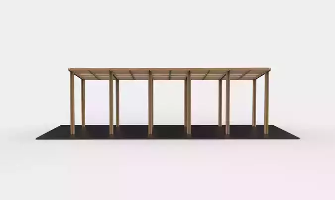 Wooden pergola 3D model 4