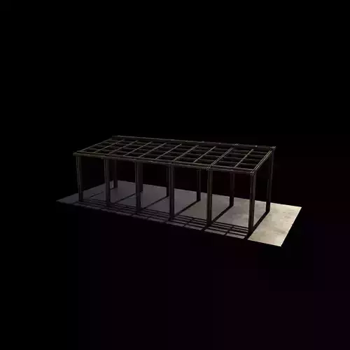 Wooden pergola 3D model 7