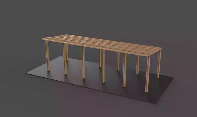 Wooden pergola 3D model 3