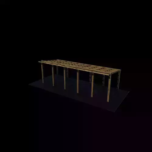 Wooden pergola 3D model 5