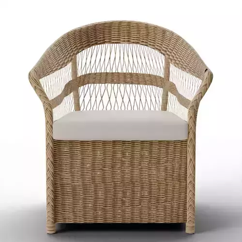 Coastal Parisian Bellevue Rattan Dining Armchair - Natural