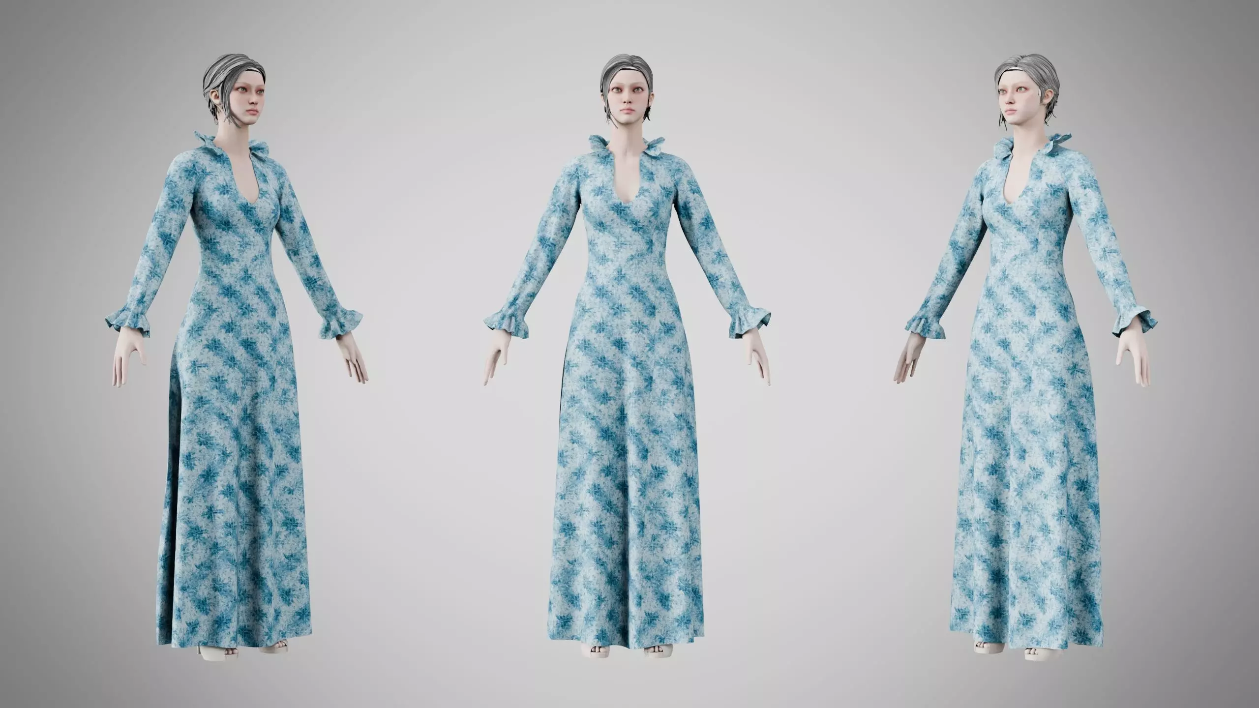 Dress 29 Crystalline Drift Brocade Low-poly 3D model