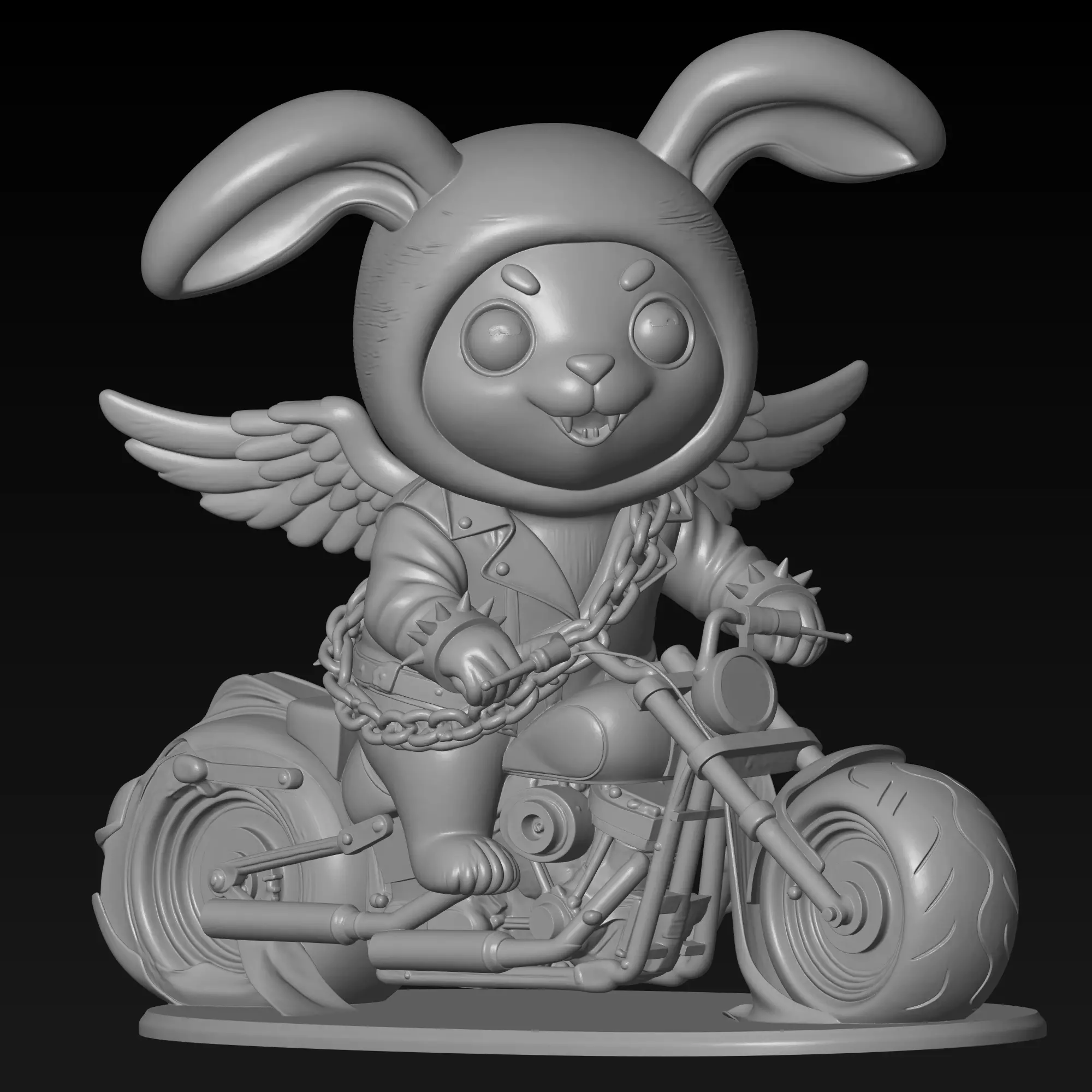 print-ready Biker Bunny on Motorcycle STL File For 3D Printing 3D print model