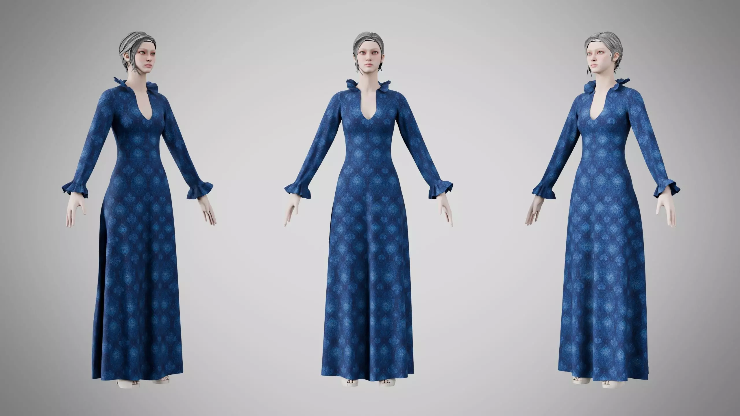 Dress 29 Digital Pulse Brocade Low-poly 3D model