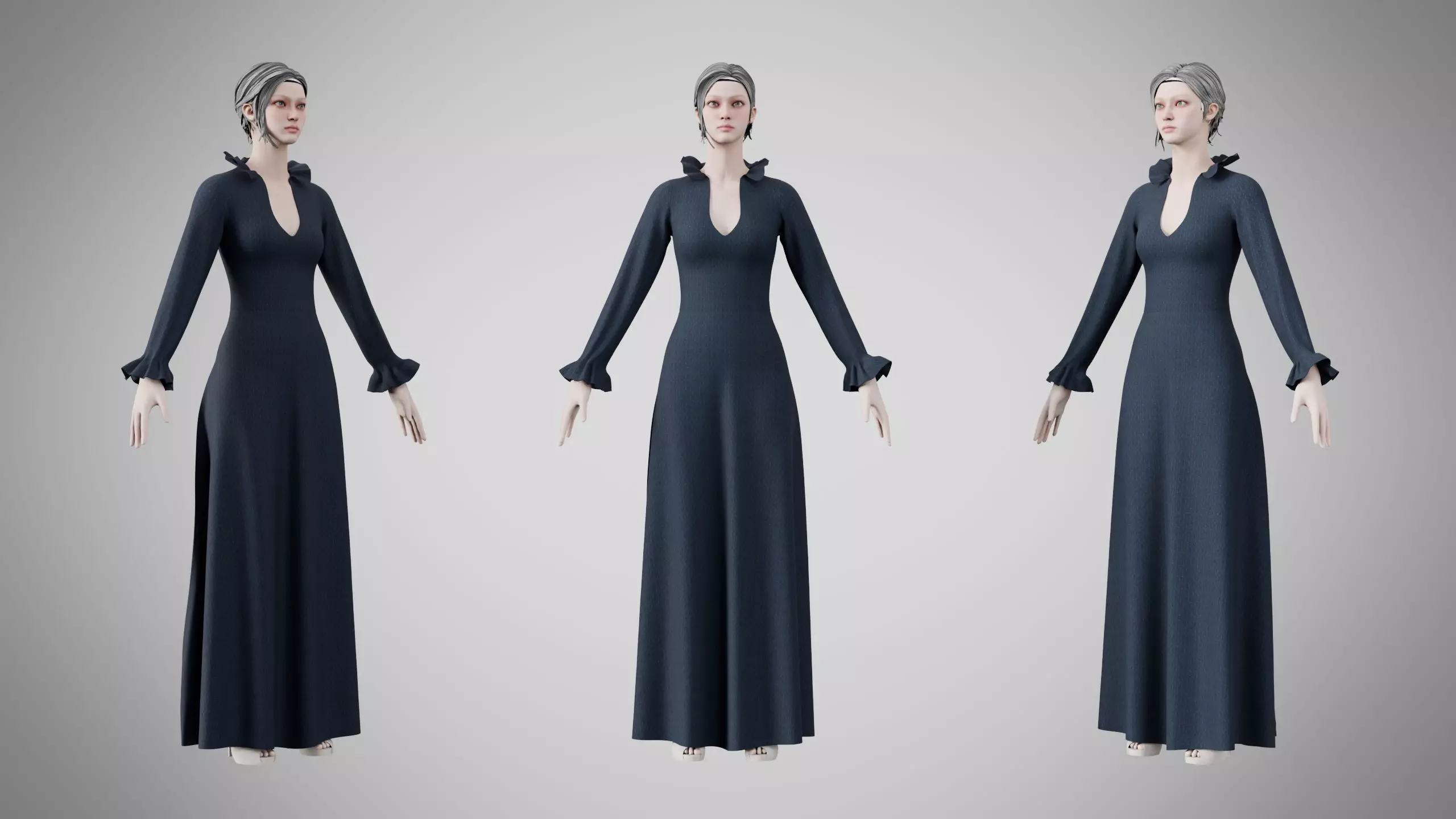 Dress 29 Digital Pulse Brocade v2 Low-poly 3D model