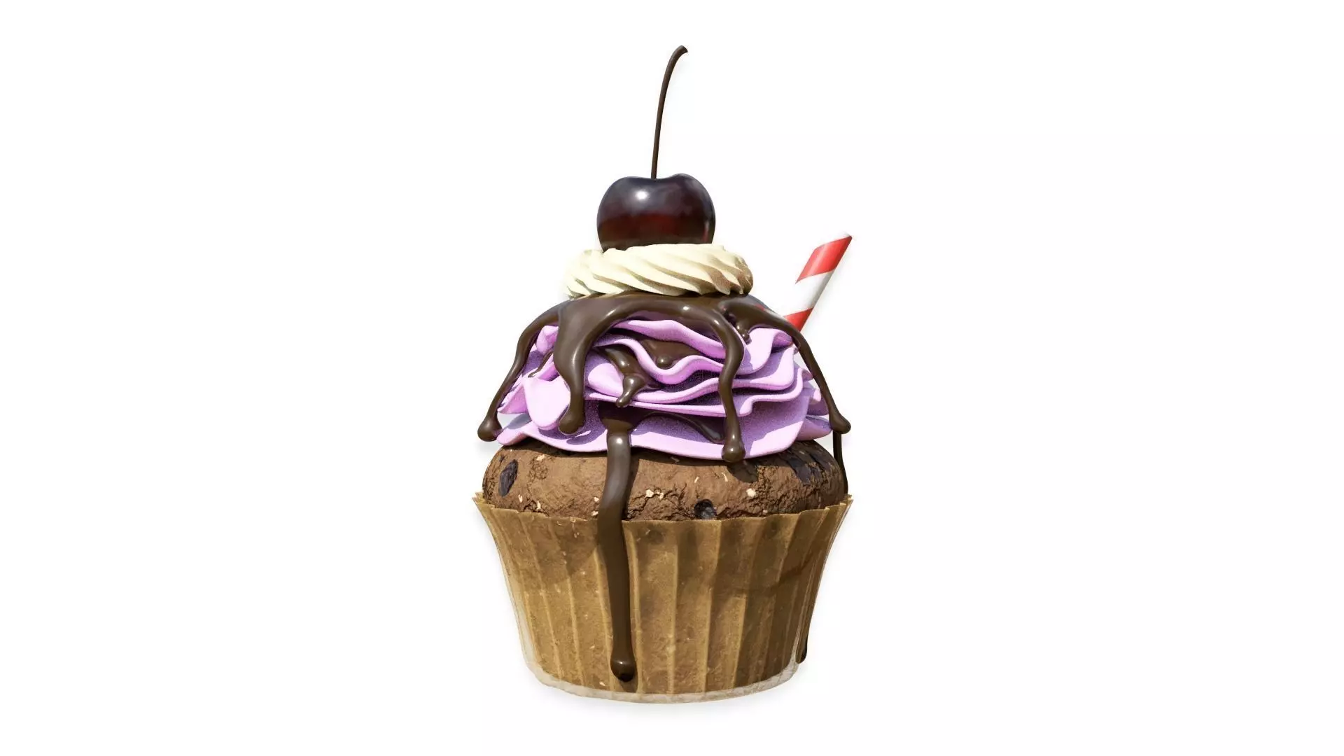 CherryCupCake chocolate cupcake Low-poly 3D model