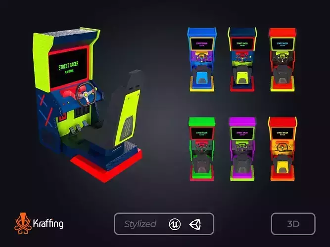 Arcade Car Racing V1 Game Machine Low-poly 3D model