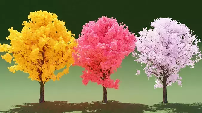 3 Colorful Trees 3D model