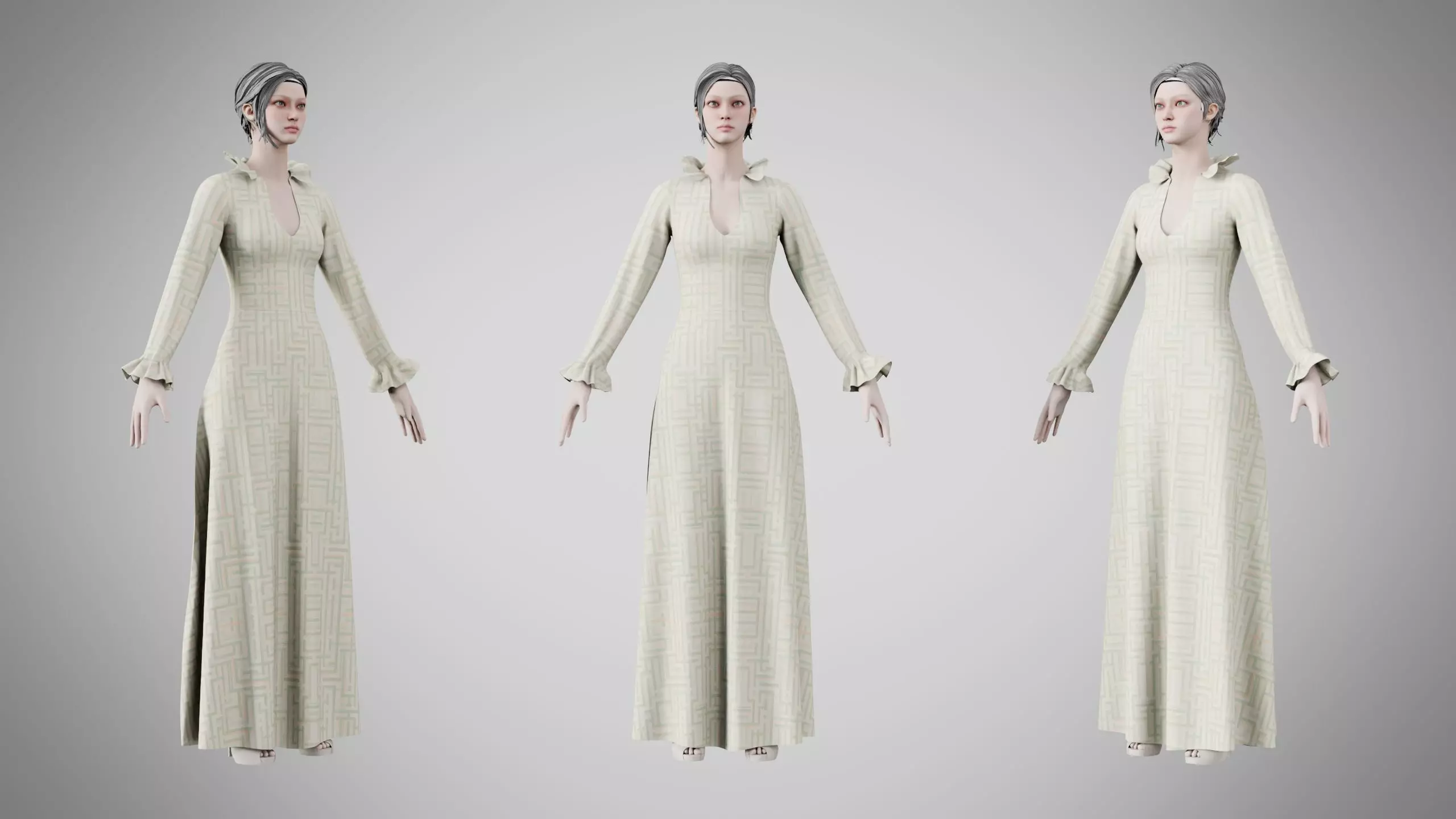 Dress 29 Pastel Maze Low-poly 3D model