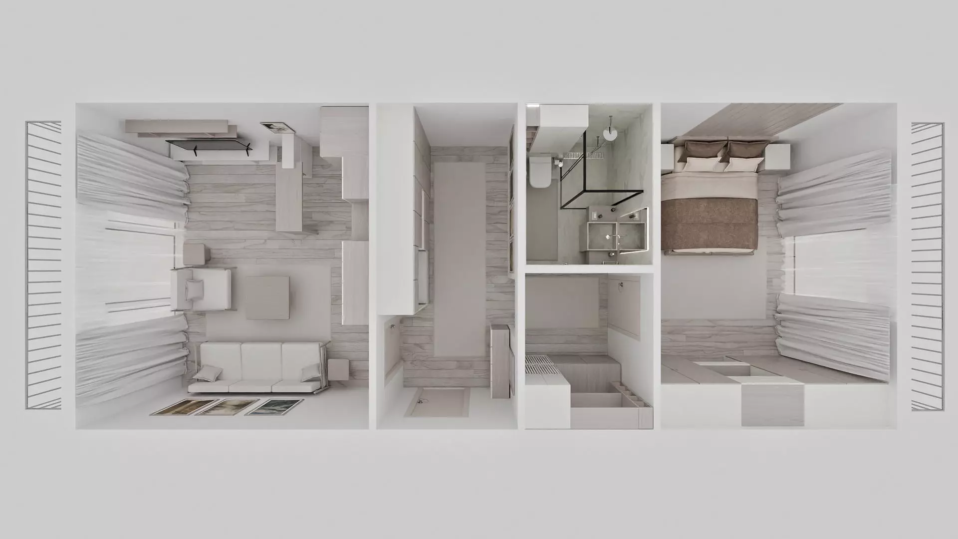 Scandinavian Style Apartment Interior with CAD Plan 3D model