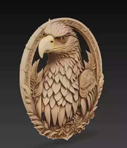 Majestic Eagle Relief Medallion Wall Sculpture 3D Model