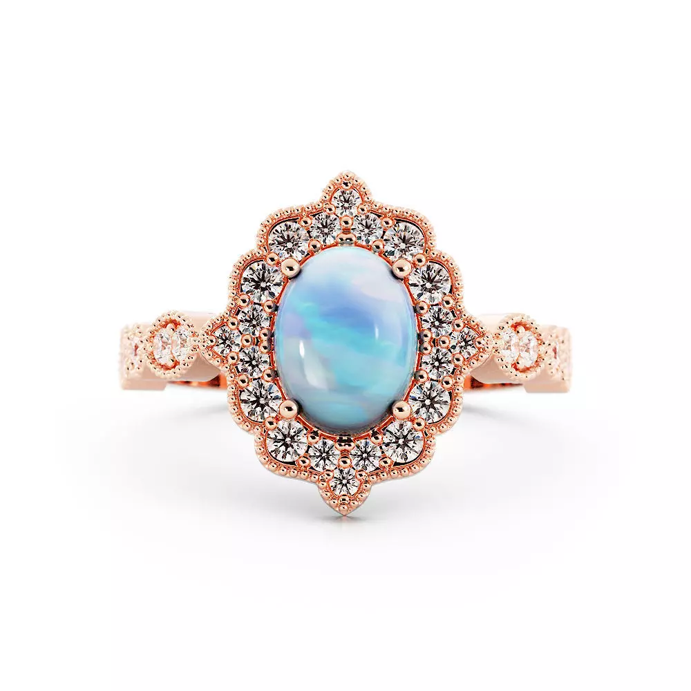 Vintage Style Cabochon Center Stone Ring 3dm 3D print model
