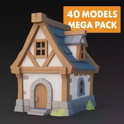 Low Poly Medieval Village Pack 01 Stylized Game Ready 3D Models Low-poly 3D model