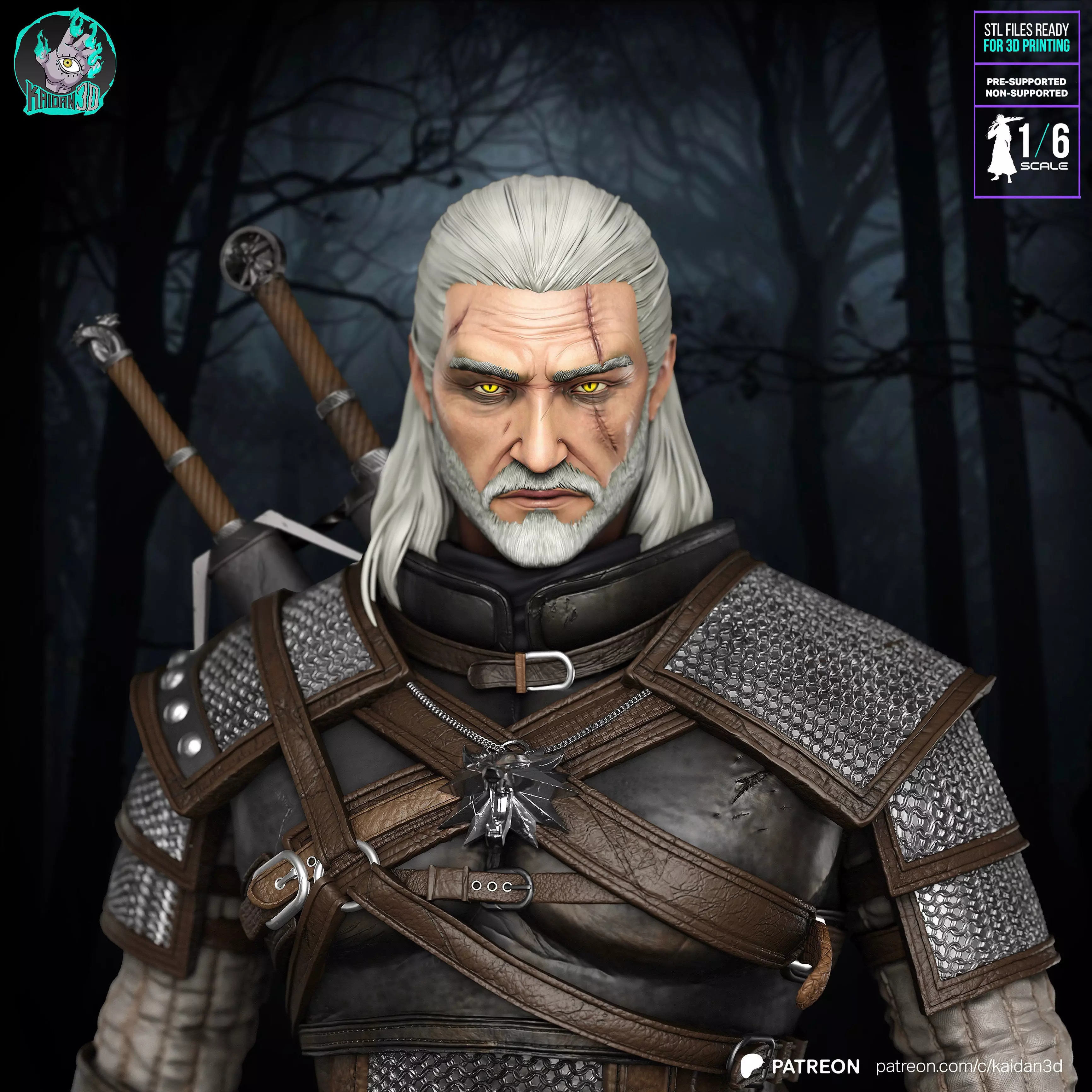 Geralt of Rivia THE WITCHER 3 - STL Ready for 3D Printing 3D print model