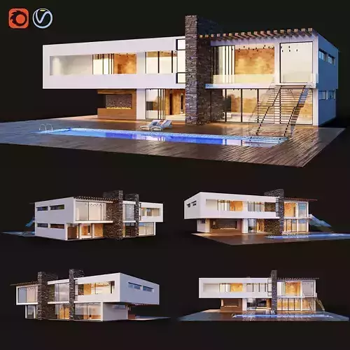 Modern Villa with Pool 3D model