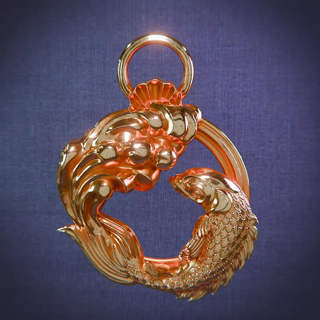 Koi fish pendant 3D print model