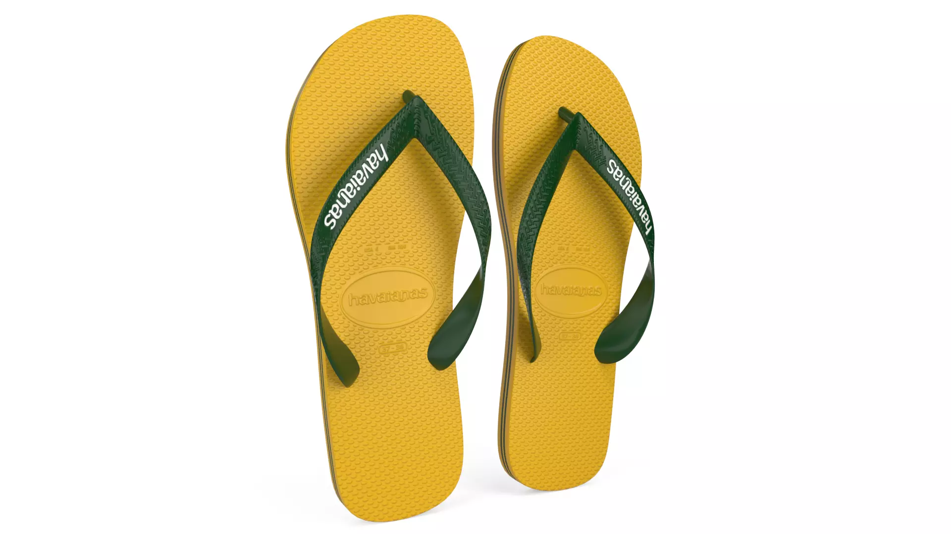 Yellow and Green Havaianas - Realistic Flip Flops Low-poly 3D model