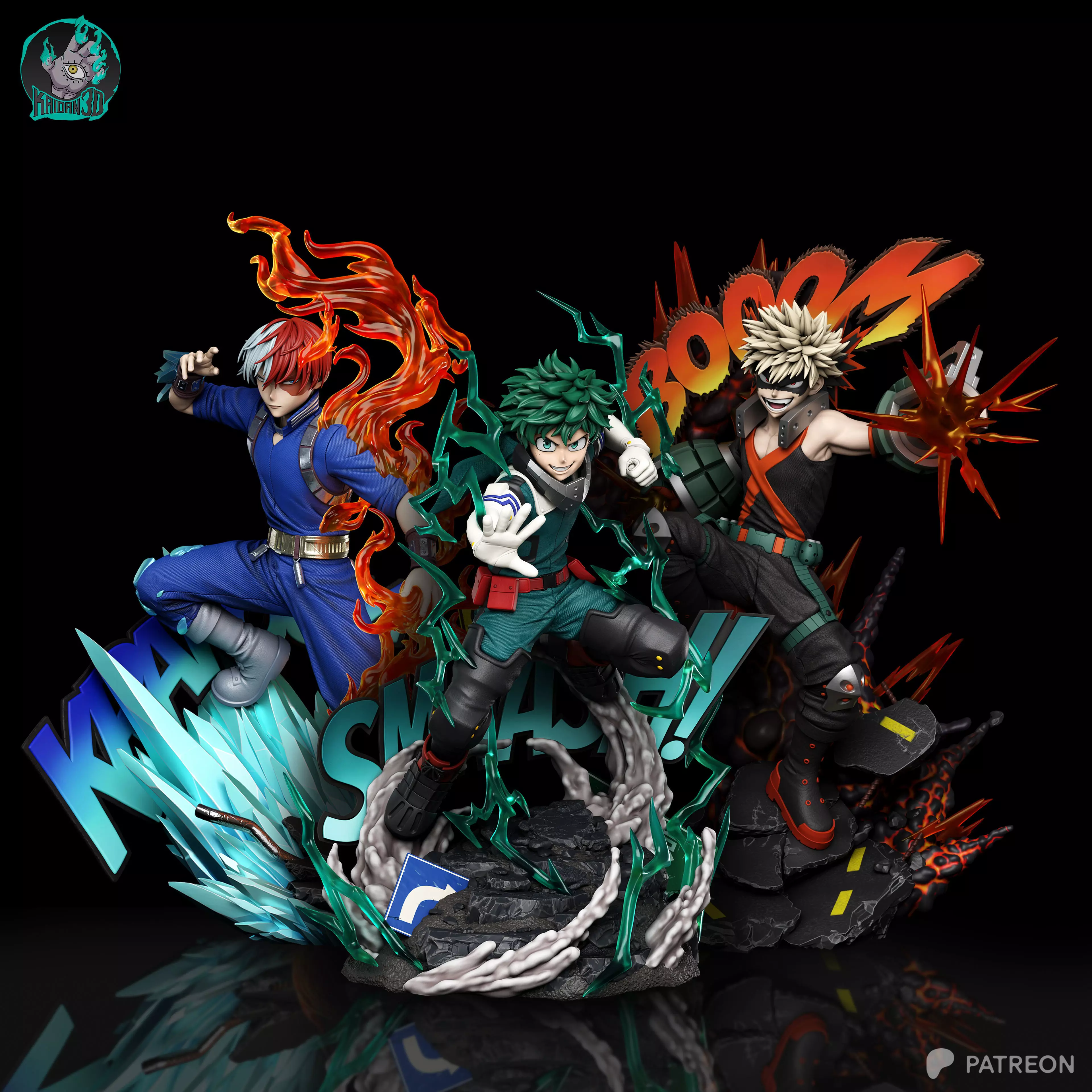 Origin Trio MY HERO ACADEMIA - STL Ready for 3D Printing 3D print model